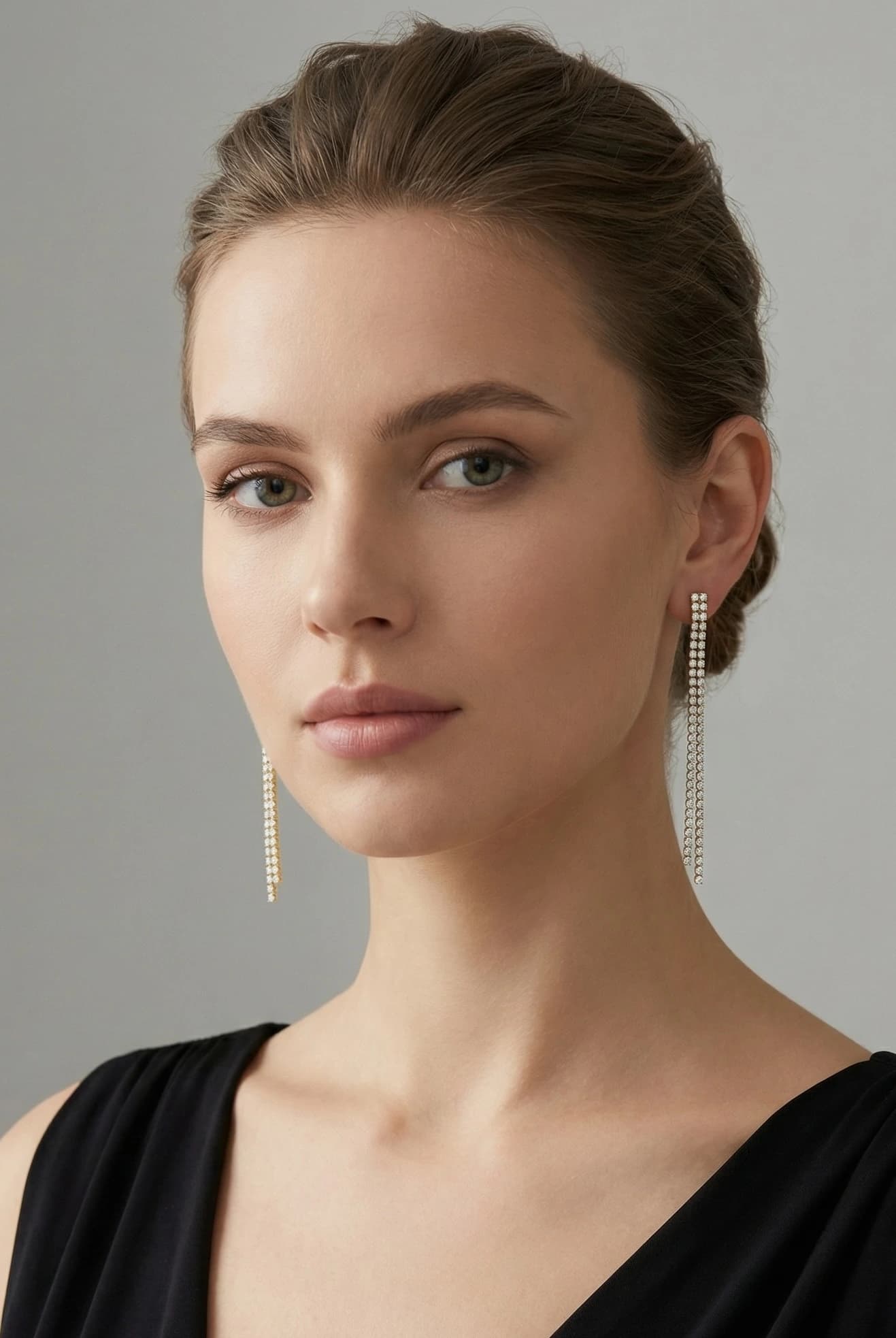 Boucles d'oreilles strass deux lignes