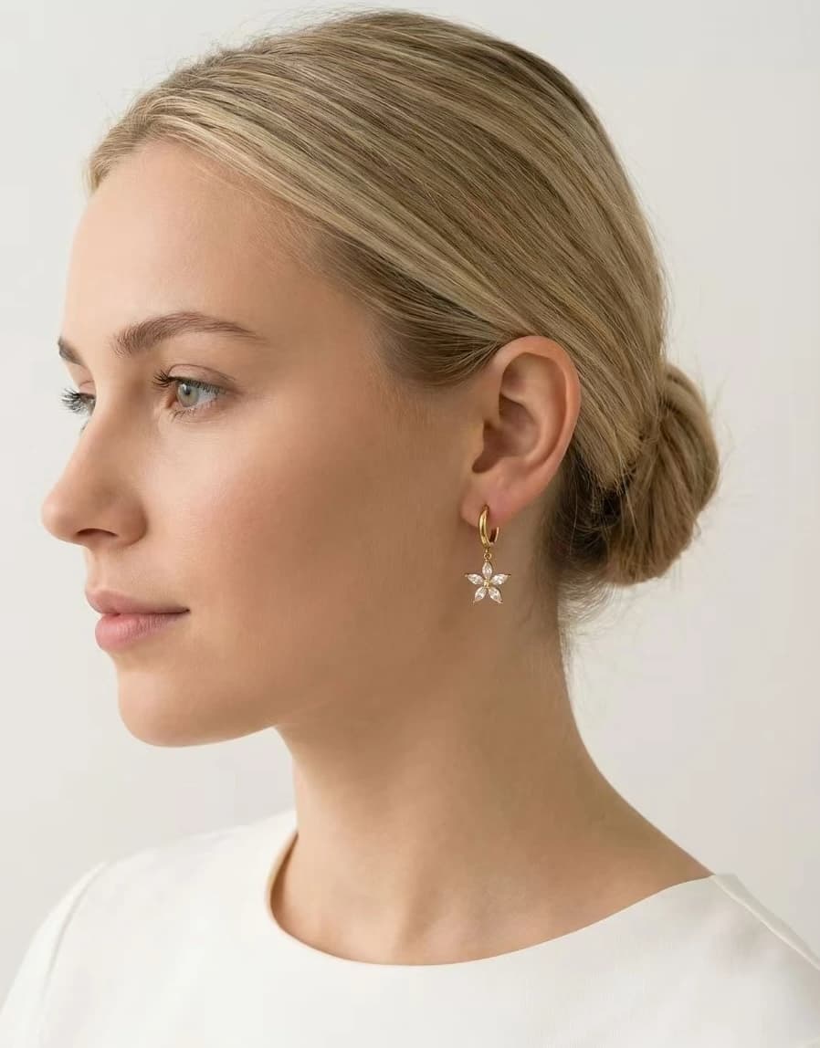 Boucles d'oreilles fleur strass
