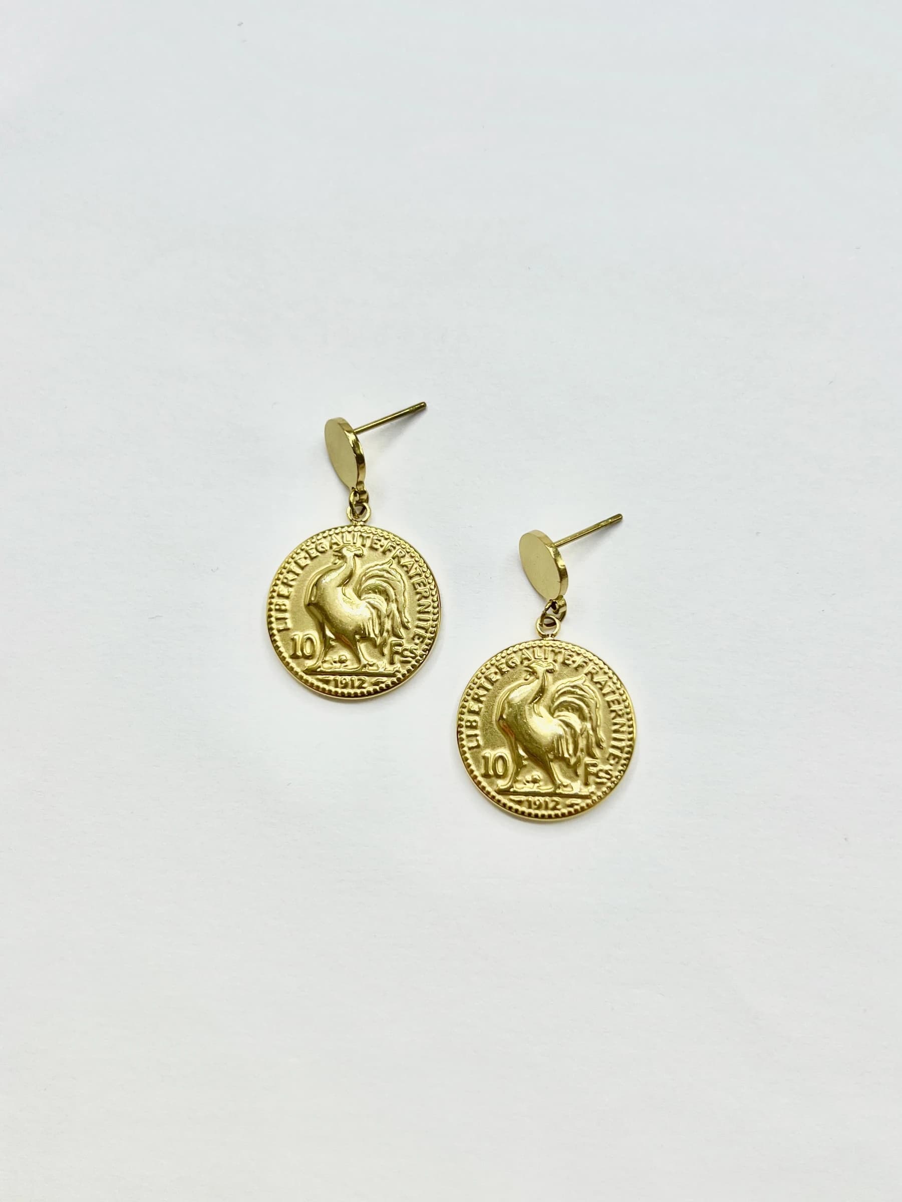 Boucle d'oreille coq rond