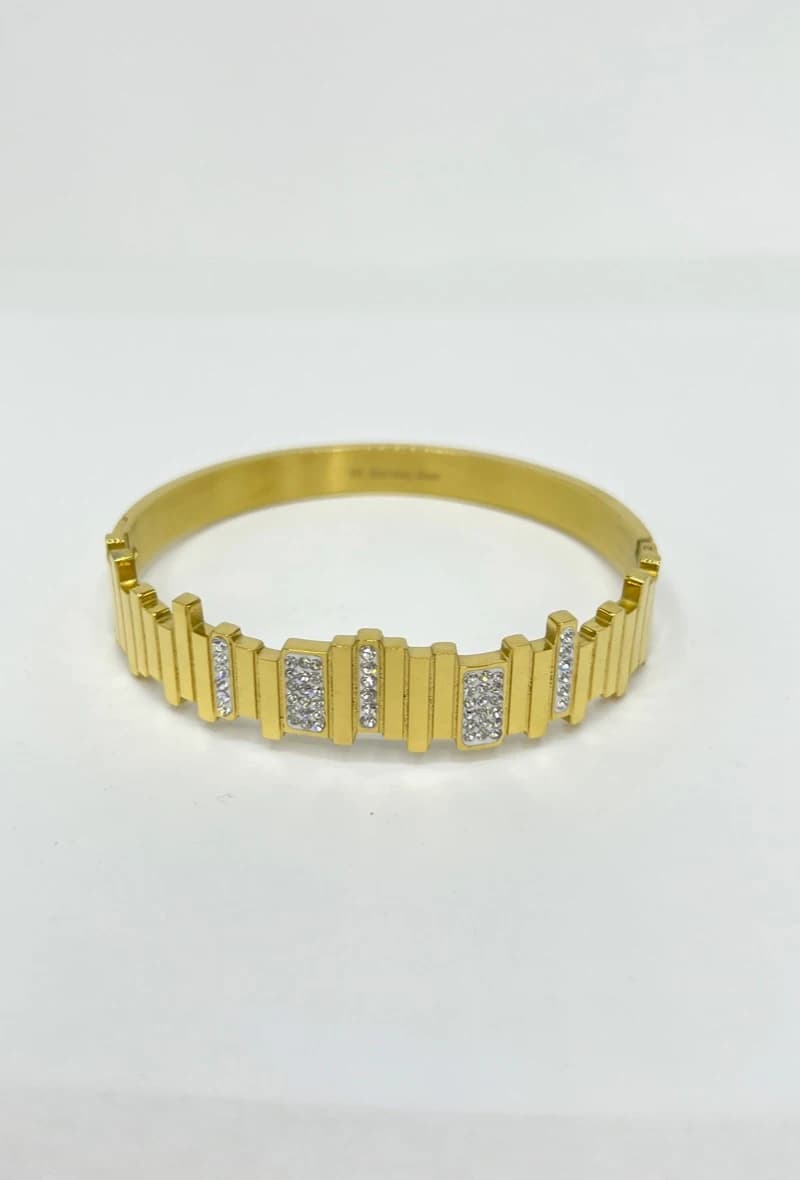 Bracelet jonc rectangle irrégulier avec strass