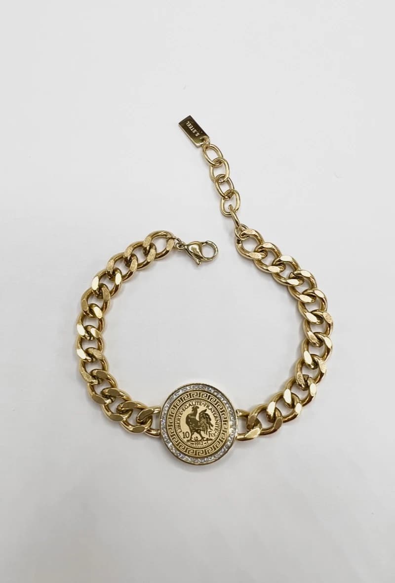 Bracelet torsadé coq strass