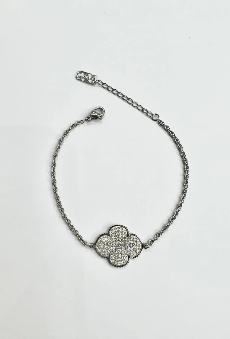 Bracelet trèfle strass