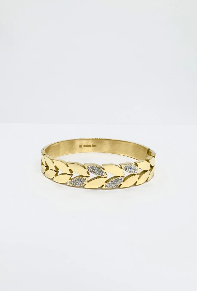 Bracelet feuille strass