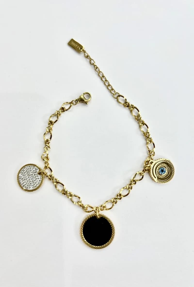 Bracelet rond 3 pendentifs breloques