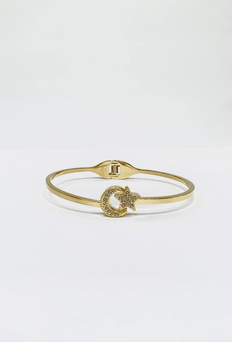 Bracelet jonc étoile et lune