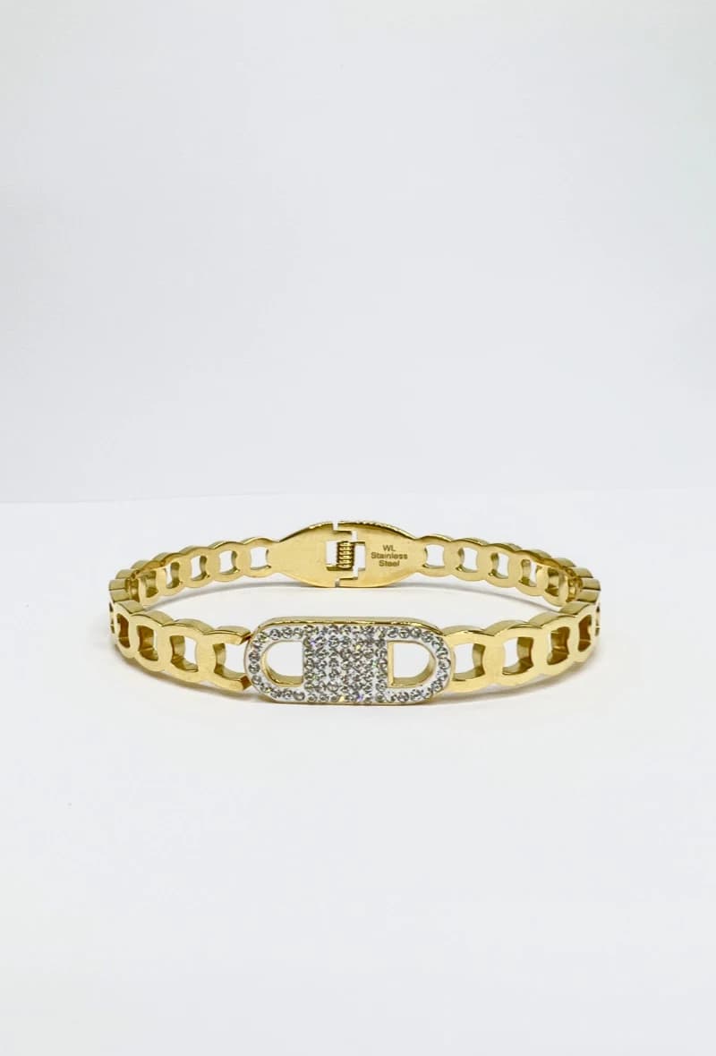 Bracelet jonc toradé avec des strass