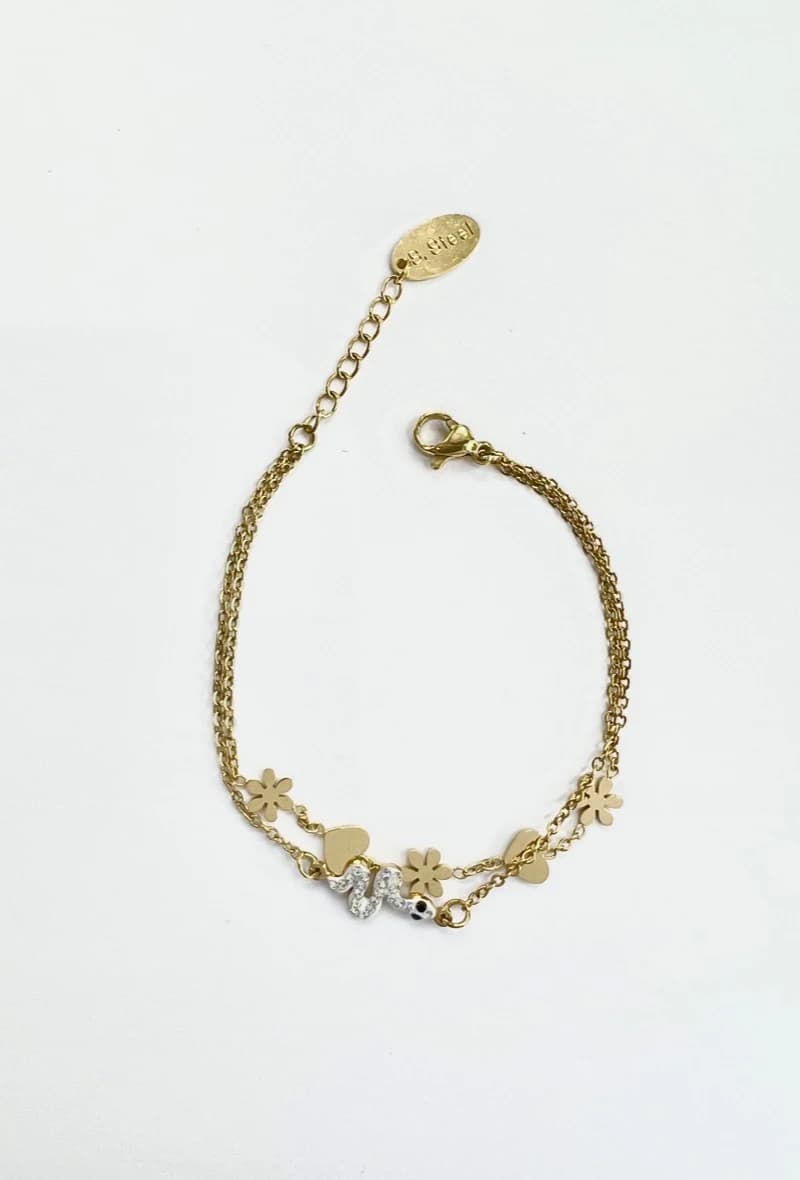 Bracelet double chaine serpent