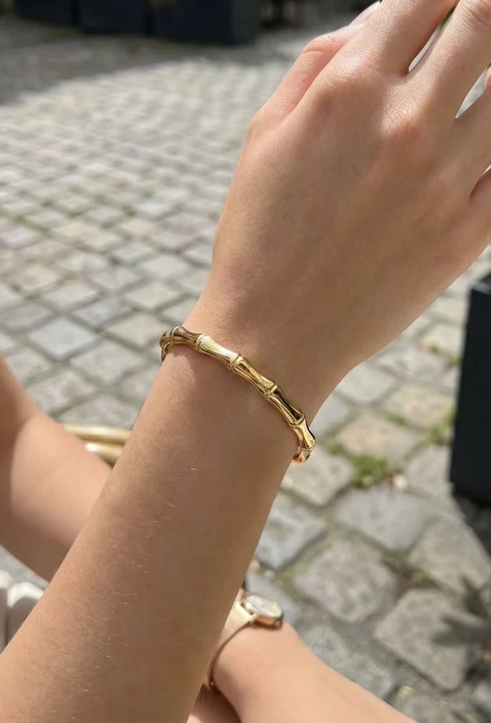 Bracelet jonc bambou plat
