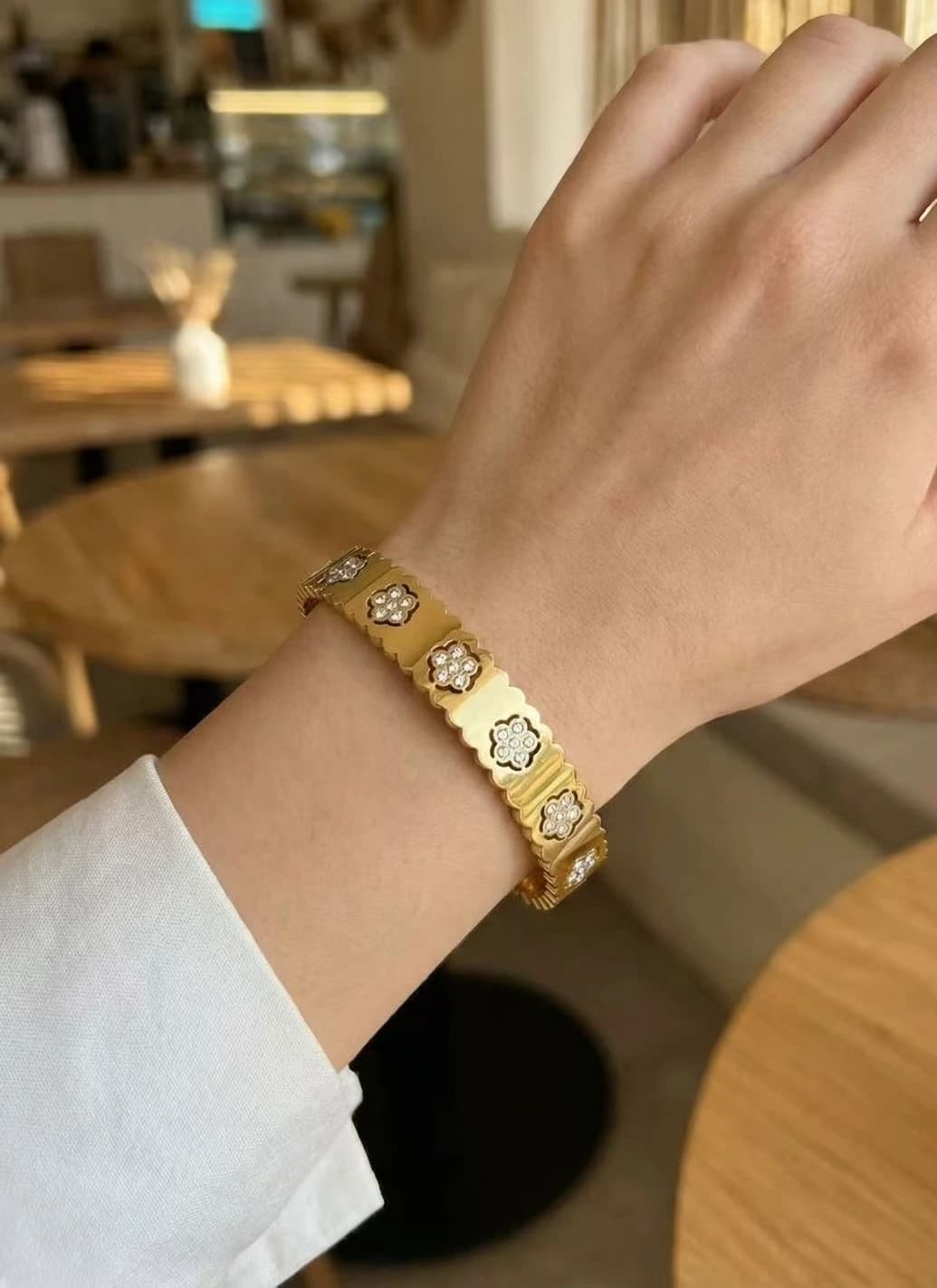Bracelet jonc fleur
