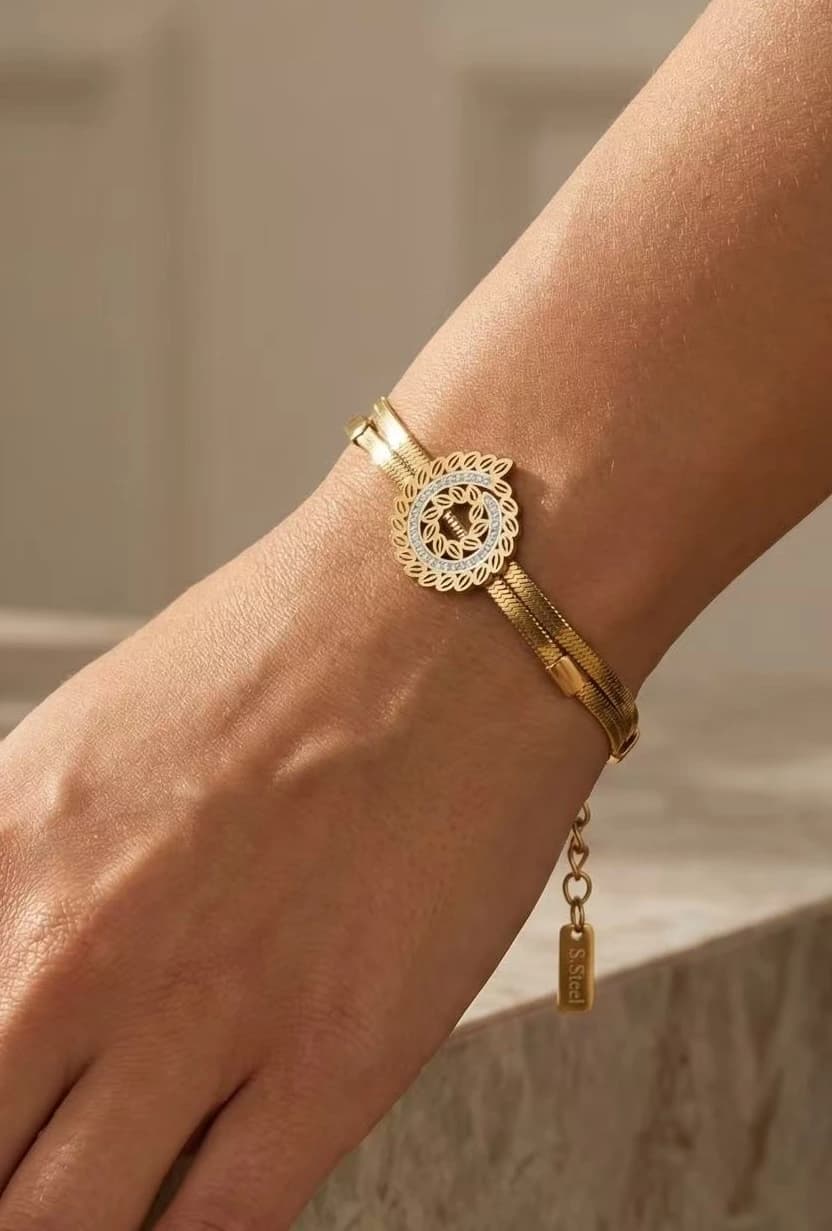 Bracelet feuille arrondie