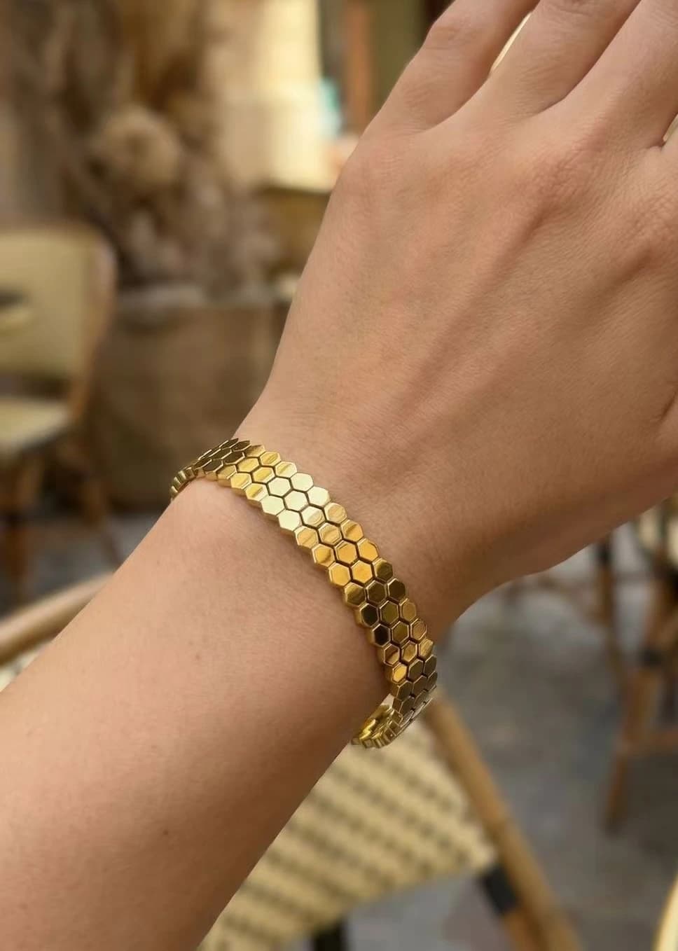 Bracelet jonc quadrillage