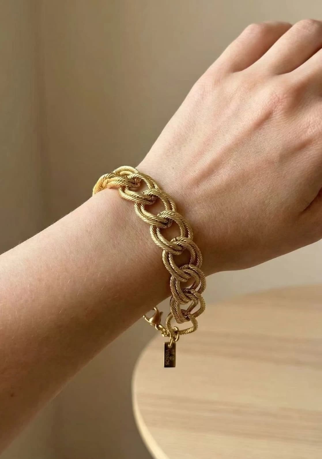 Bracelet chaine torsadé plate