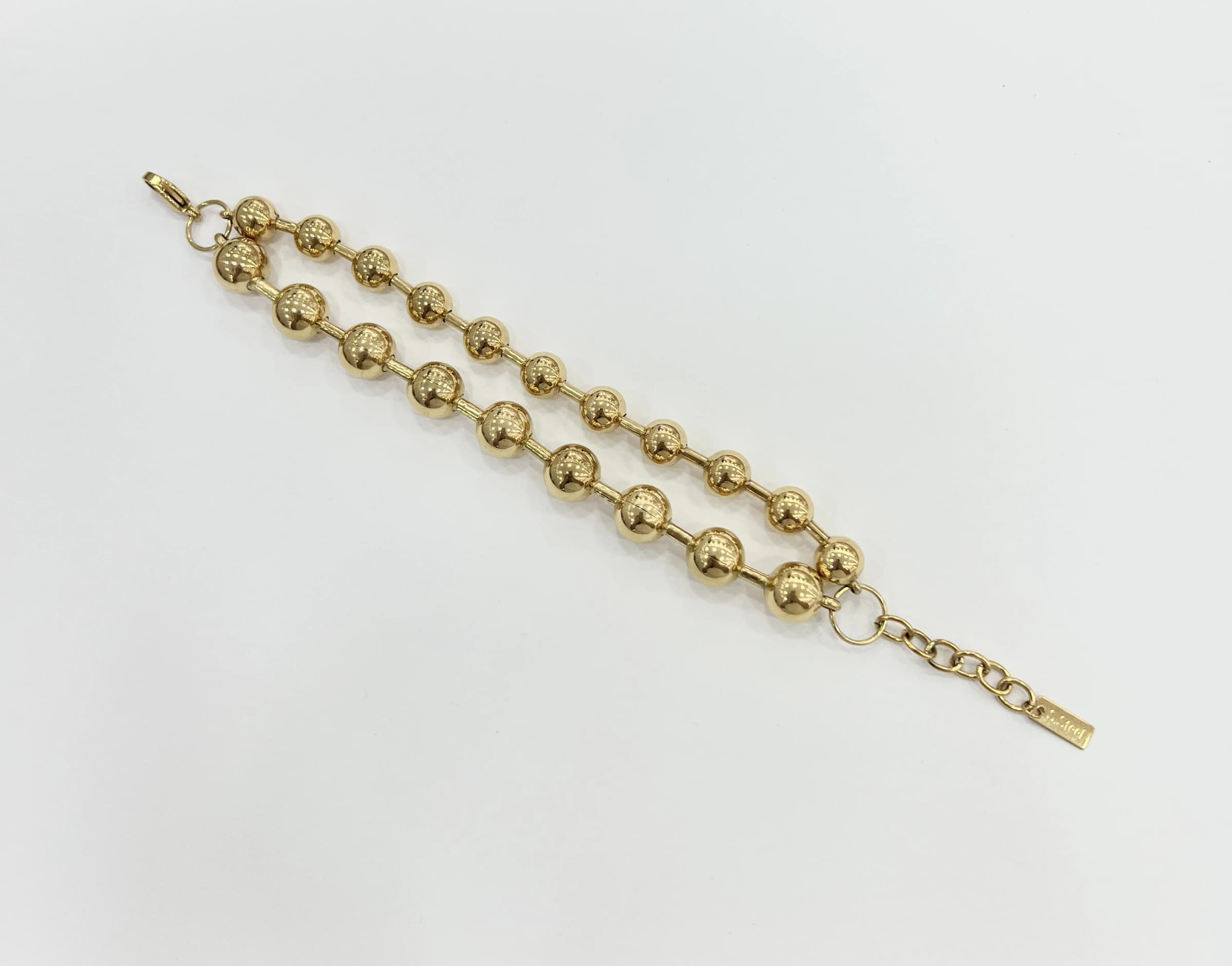Bracelet double chaine grosse boules