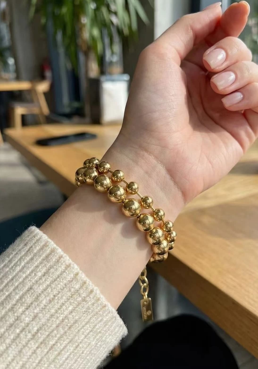 Bracelet double chaine petite boules