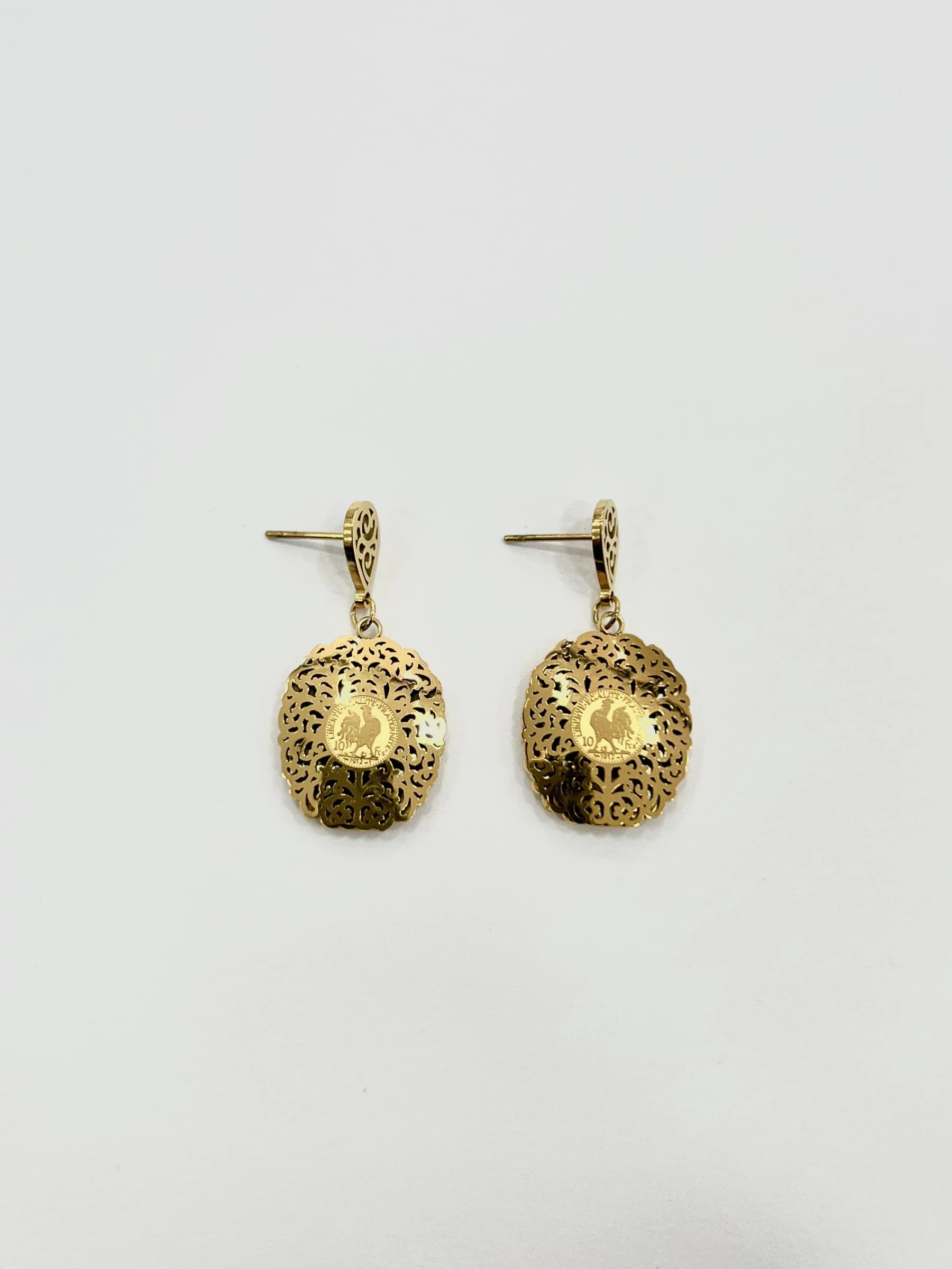 Boucle d'oreille coq ovale