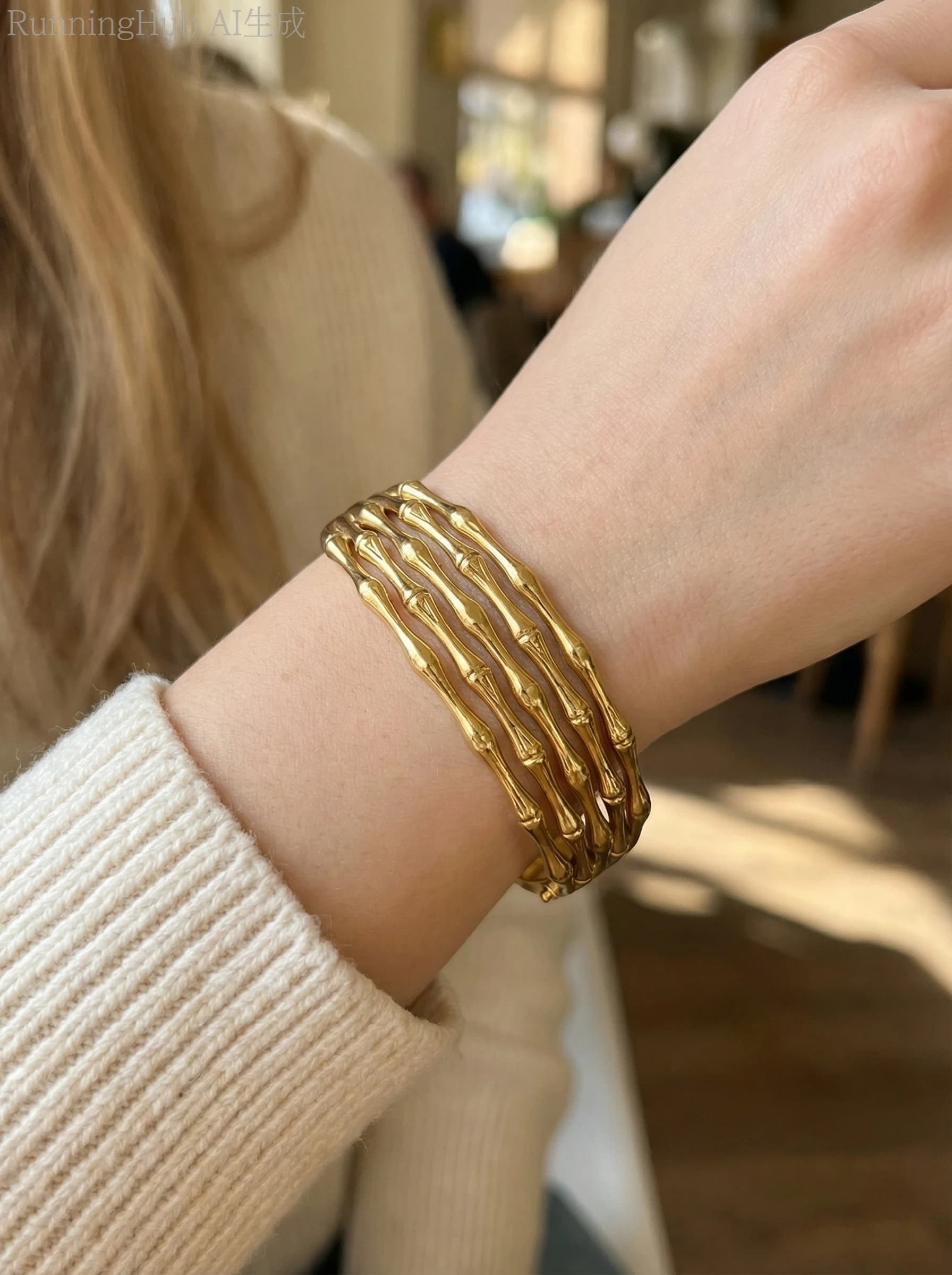 Bracelet jonc 5 bambou