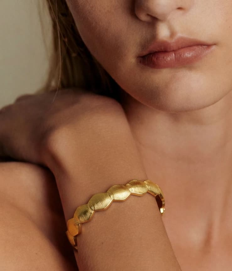 Bracelet jonc doré brossé