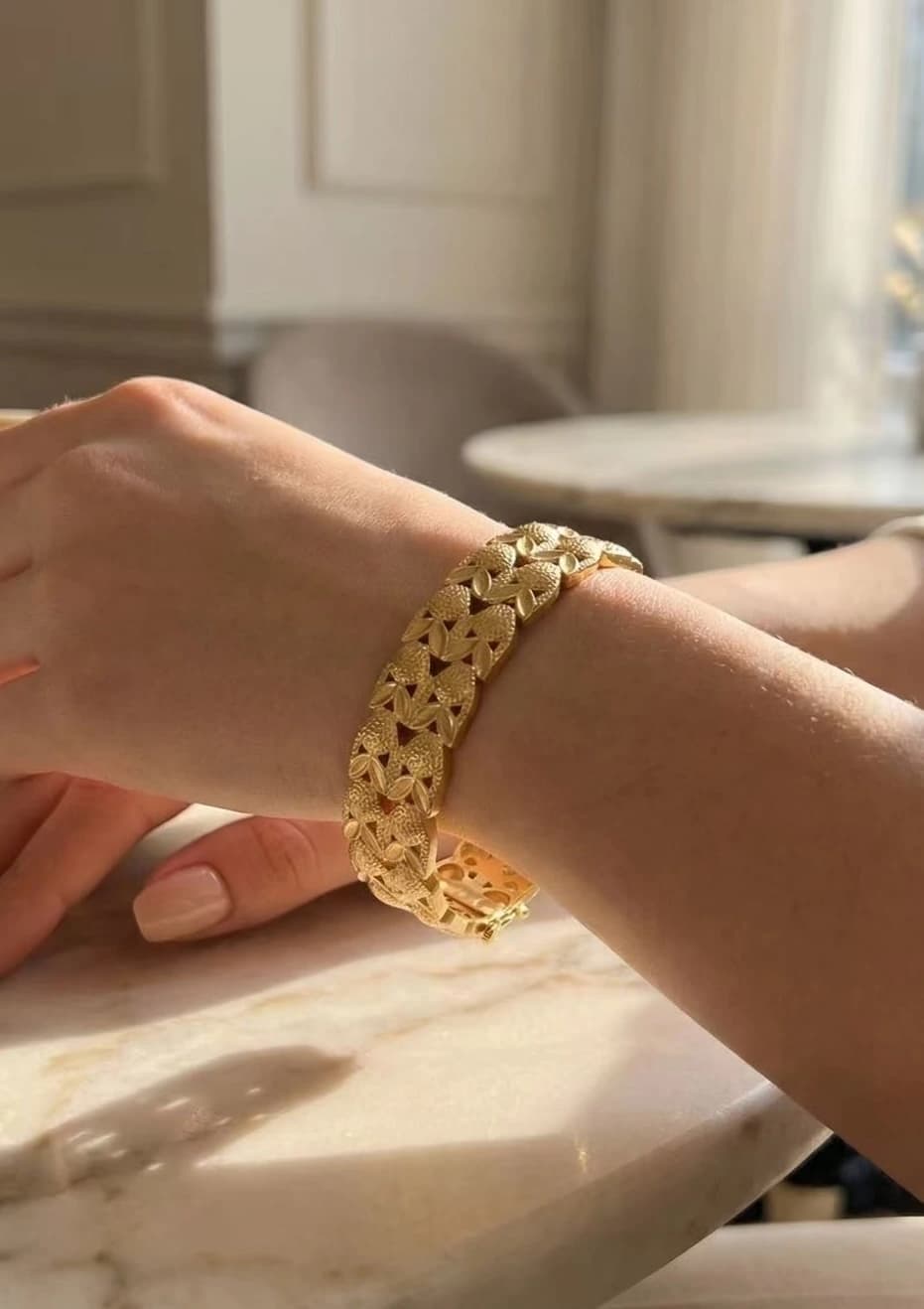 Bracelet jonc feuille