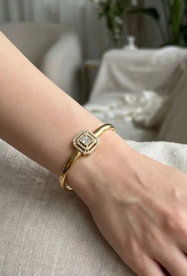 Bracelet jonc carré strass