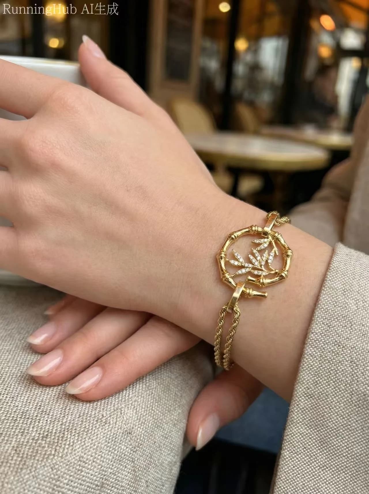 Bracelet bambou feuille