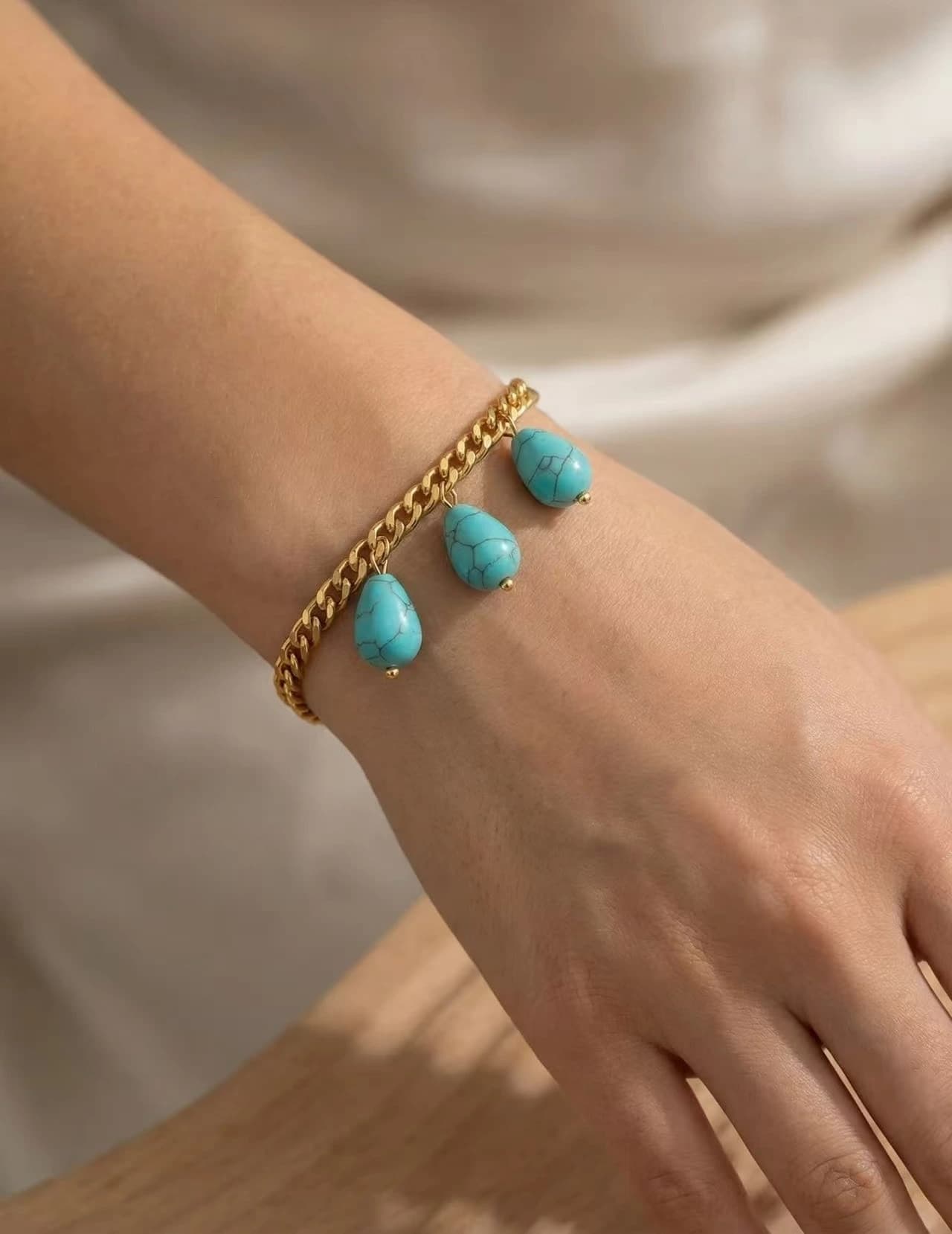 Bracelet Y goutte turquoise