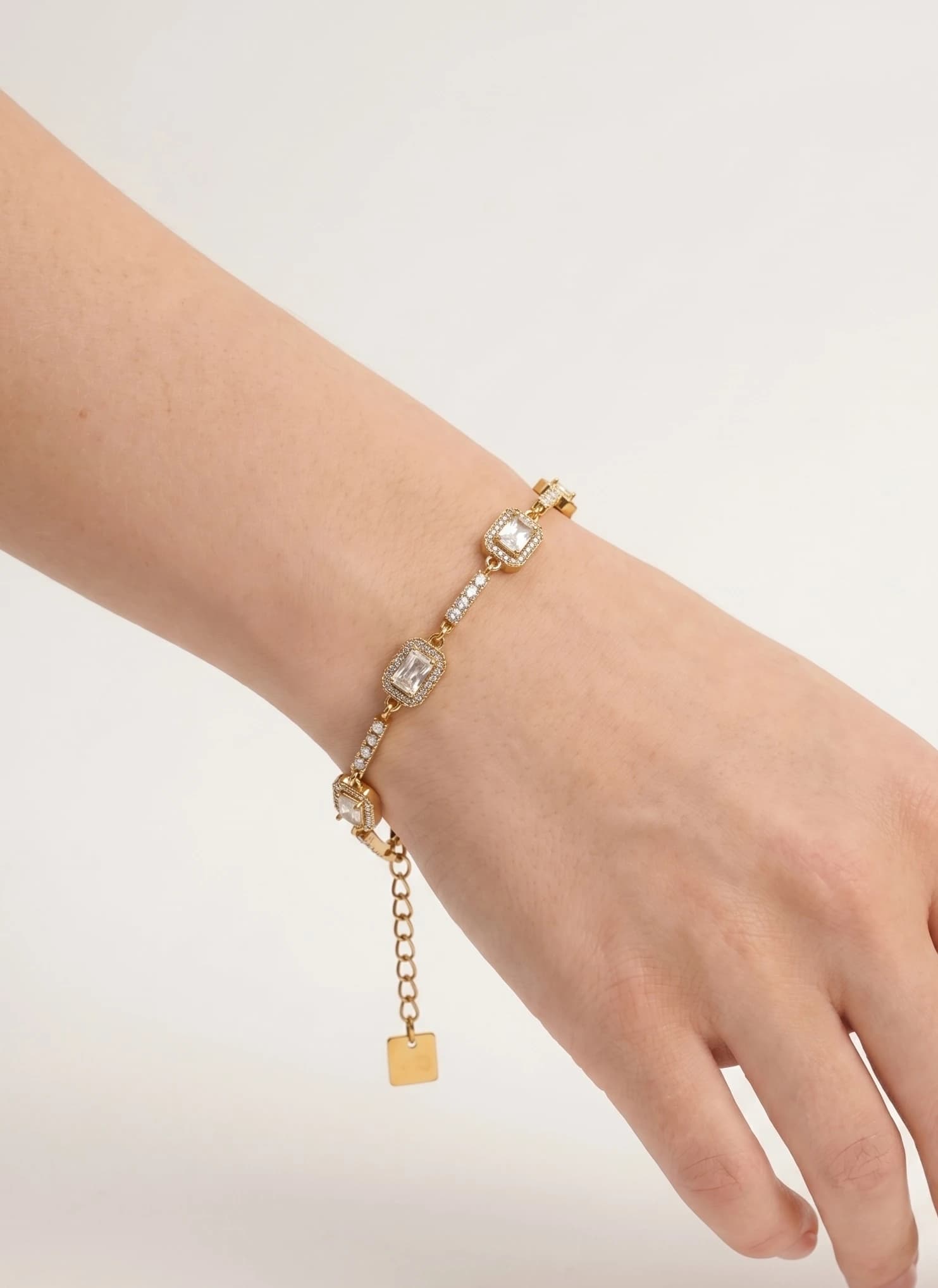 Bracelet barre rectangle strass
