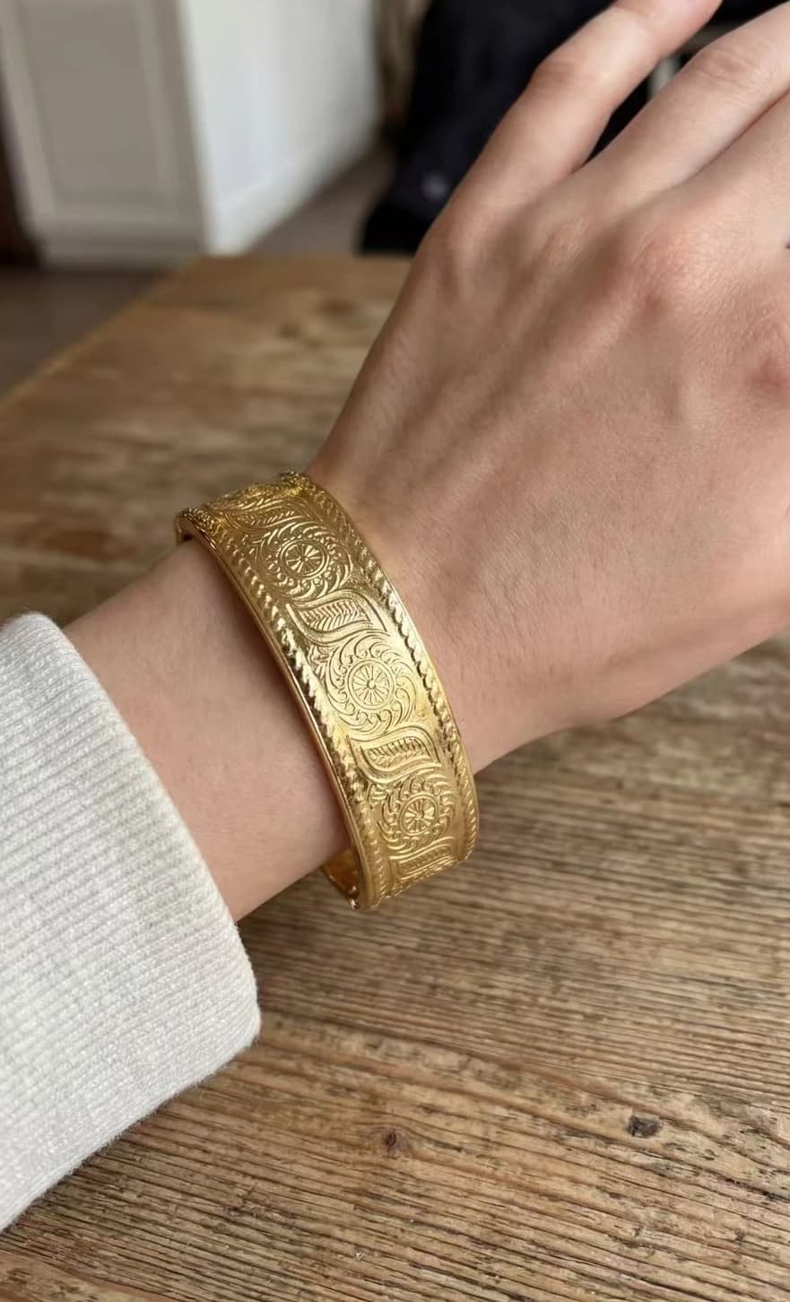 Bracelet jonc soleil grand double face