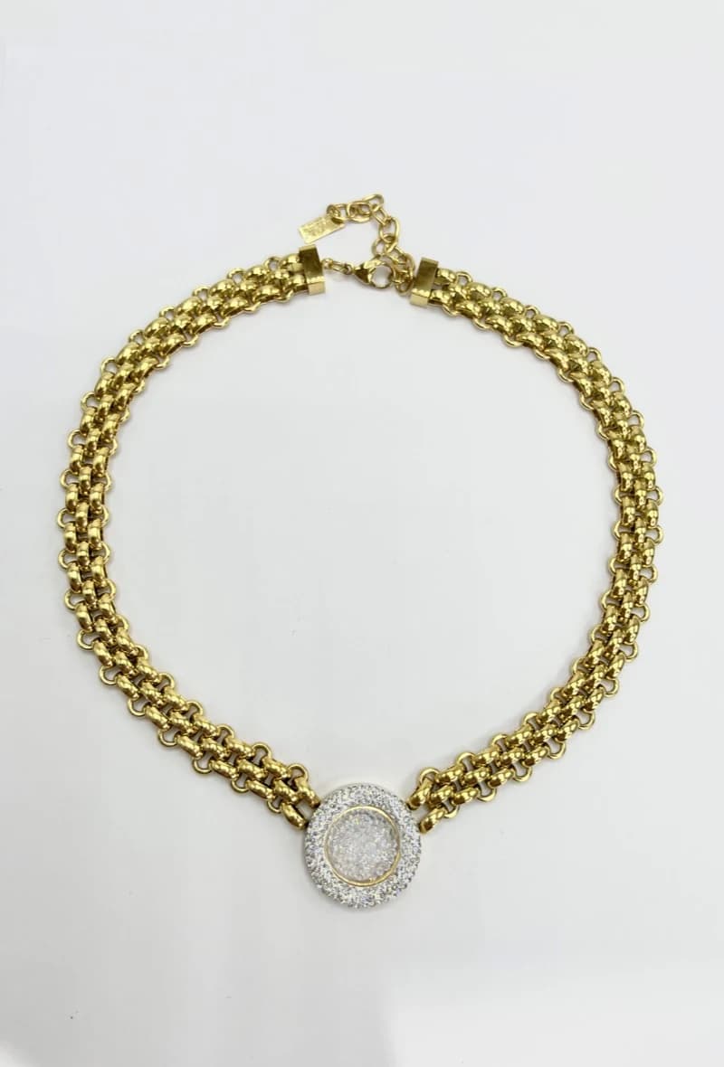 Collier large cercle avec strass