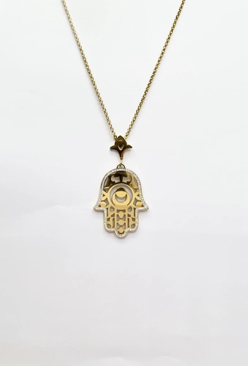 Collier main strass cercle