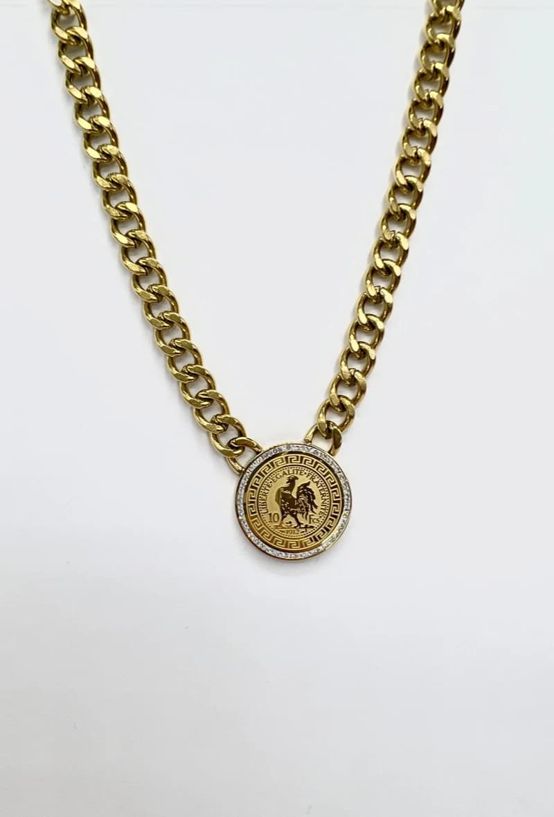 Collier torsadé coq strass