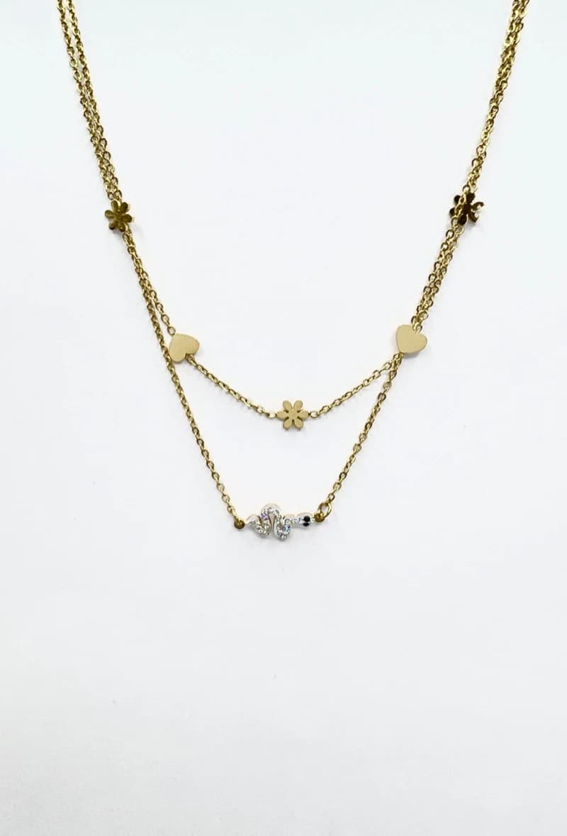 Collier double chaine serpent