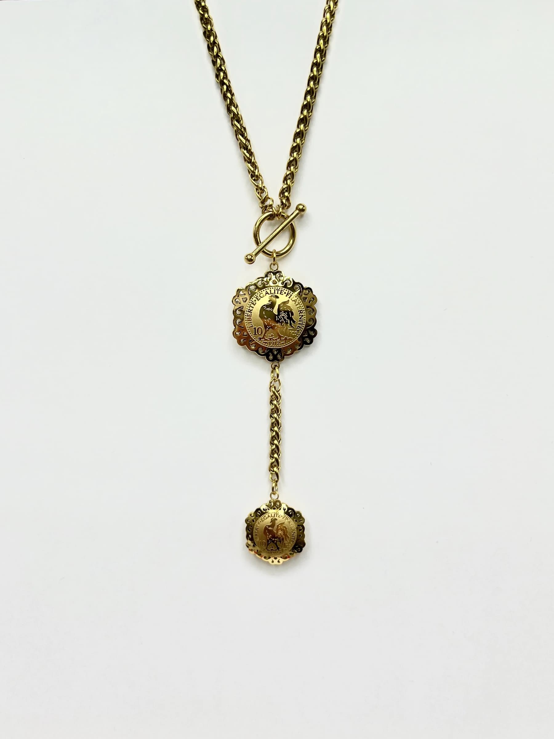 Collier coq hexagone