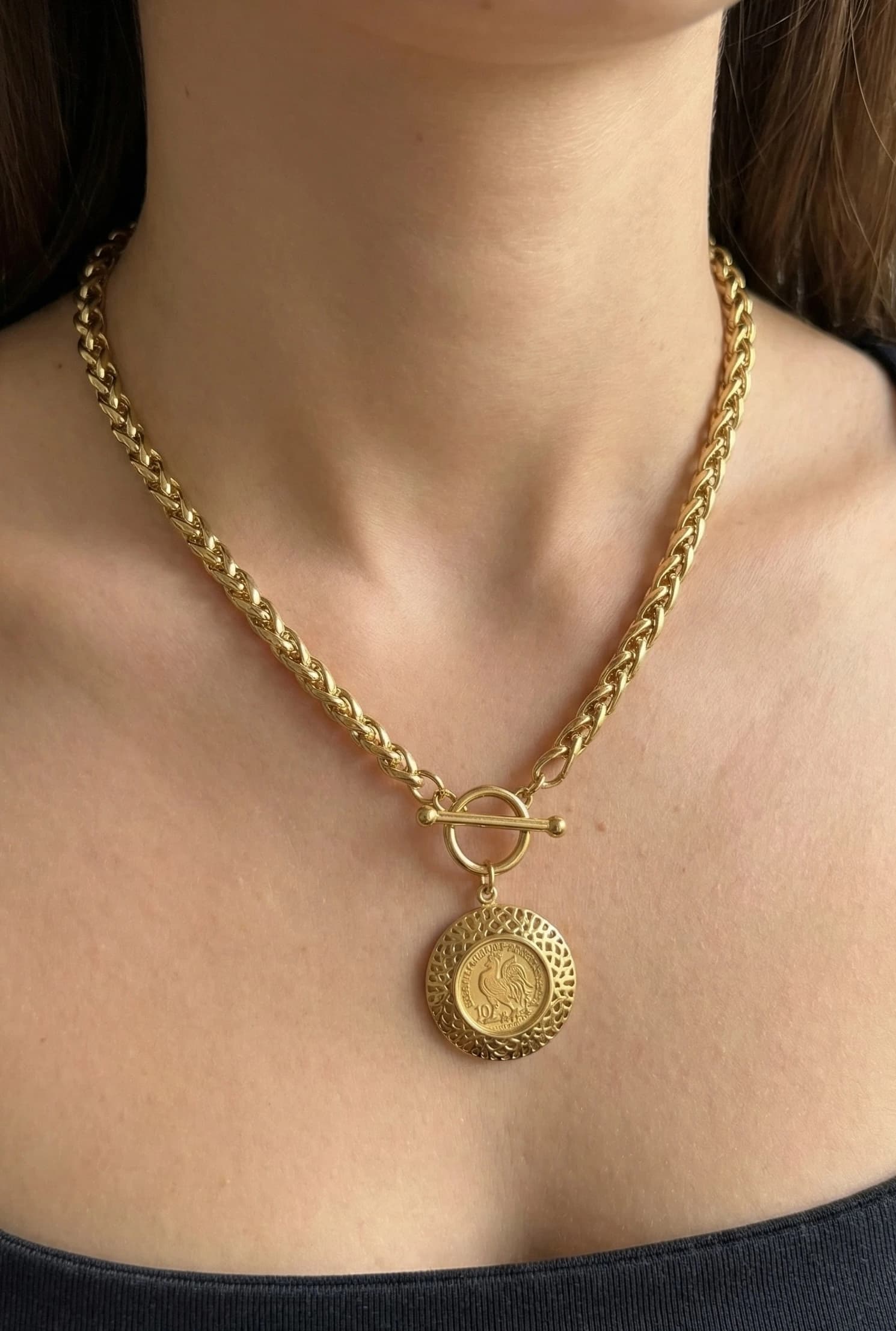 Collier coq rond