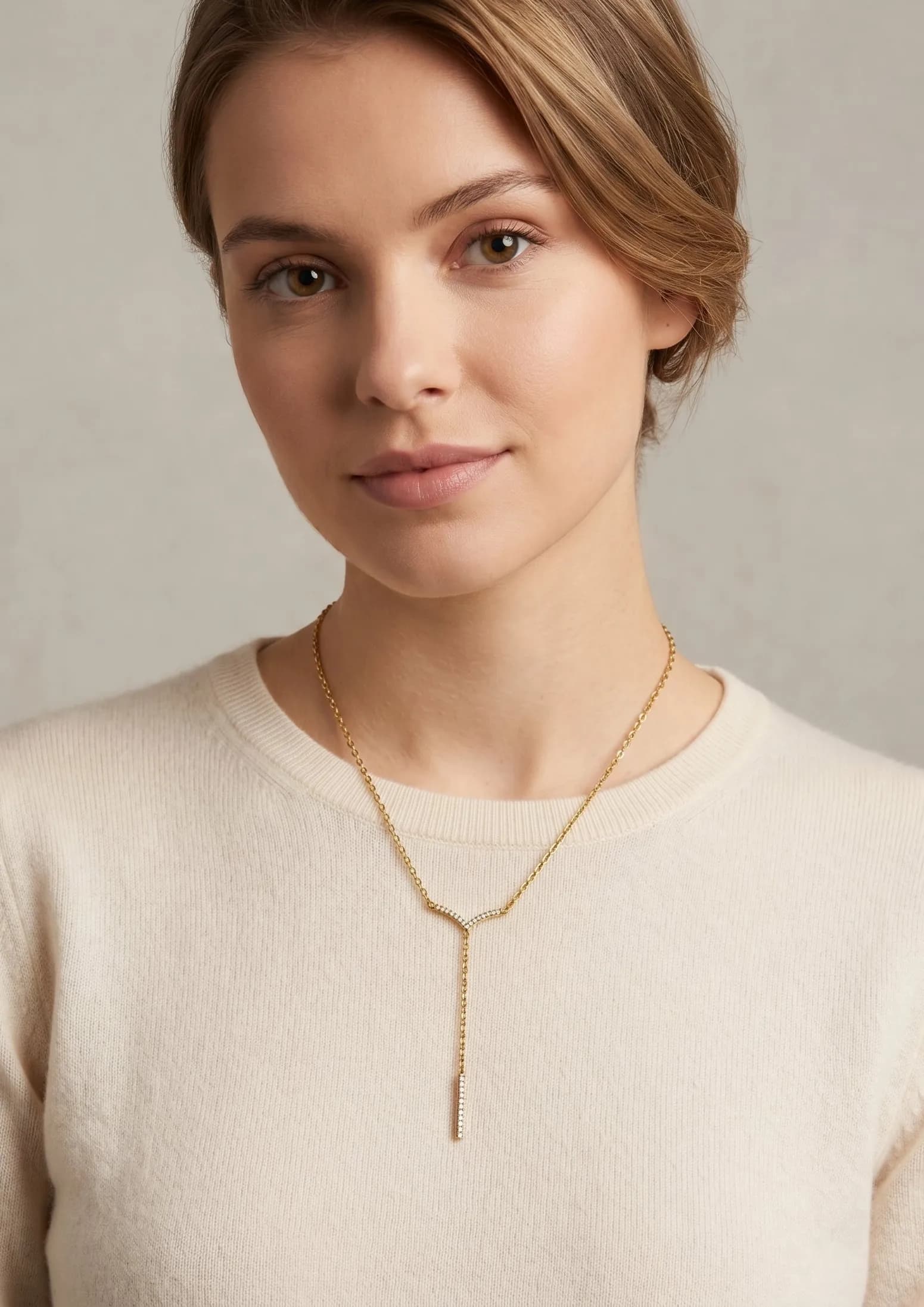 Collier Y strass