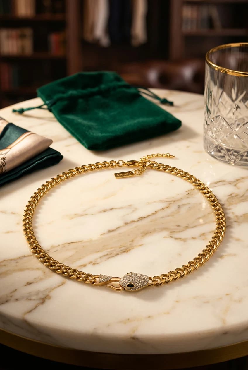 Collier acier inoxydable maille serpent