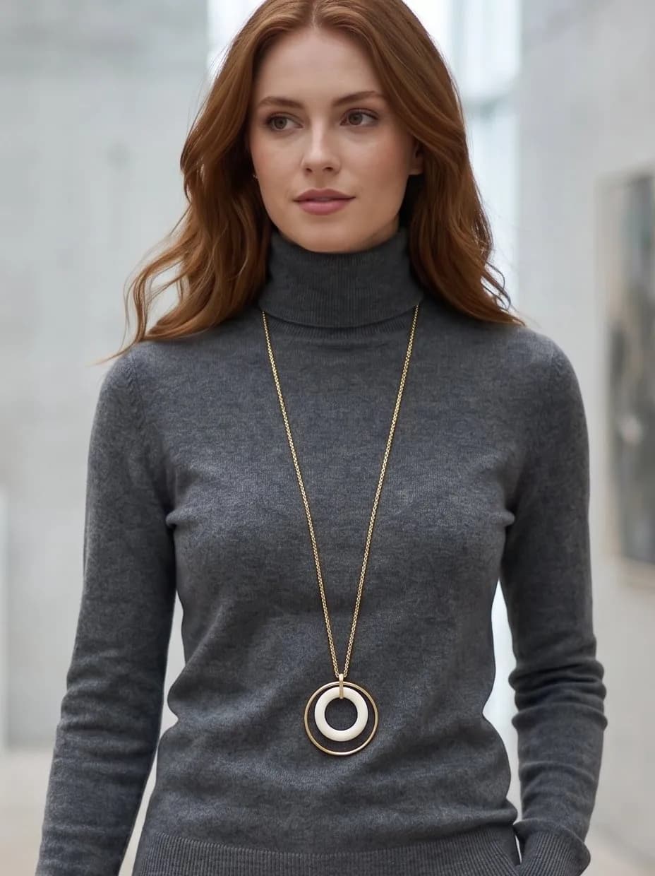 Sautoir collier long cercle coloré