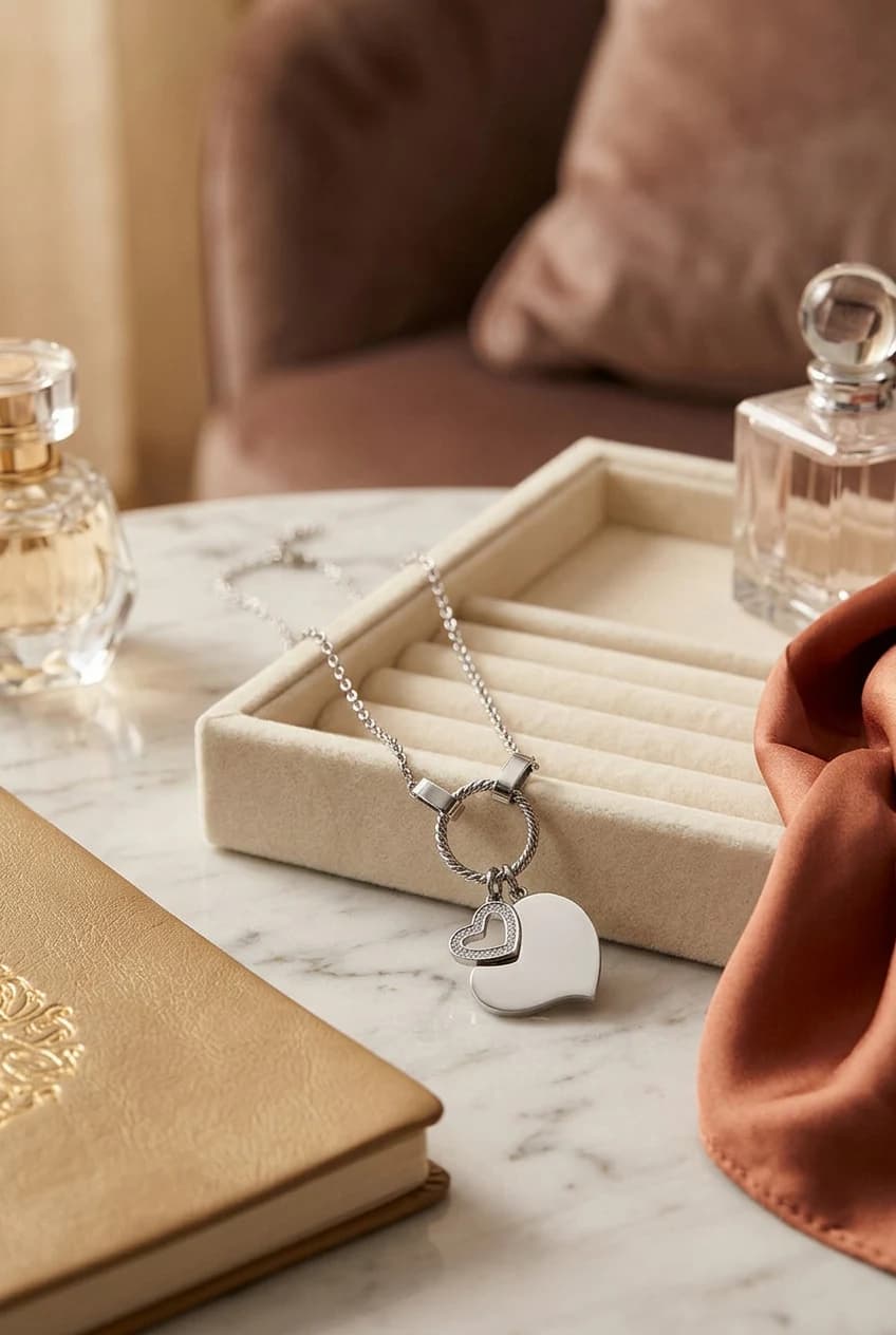 Collier acier inoxydable coeur