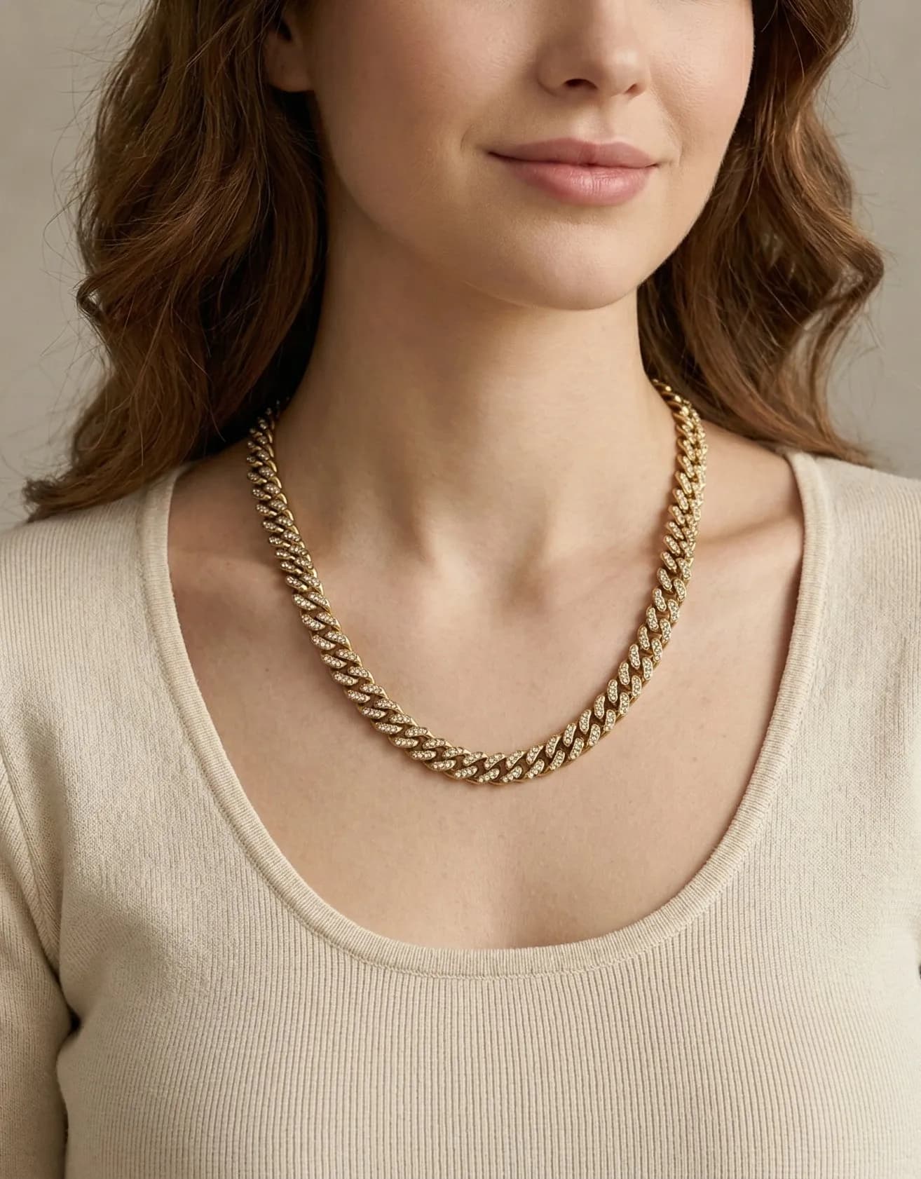 Collier chaine strass