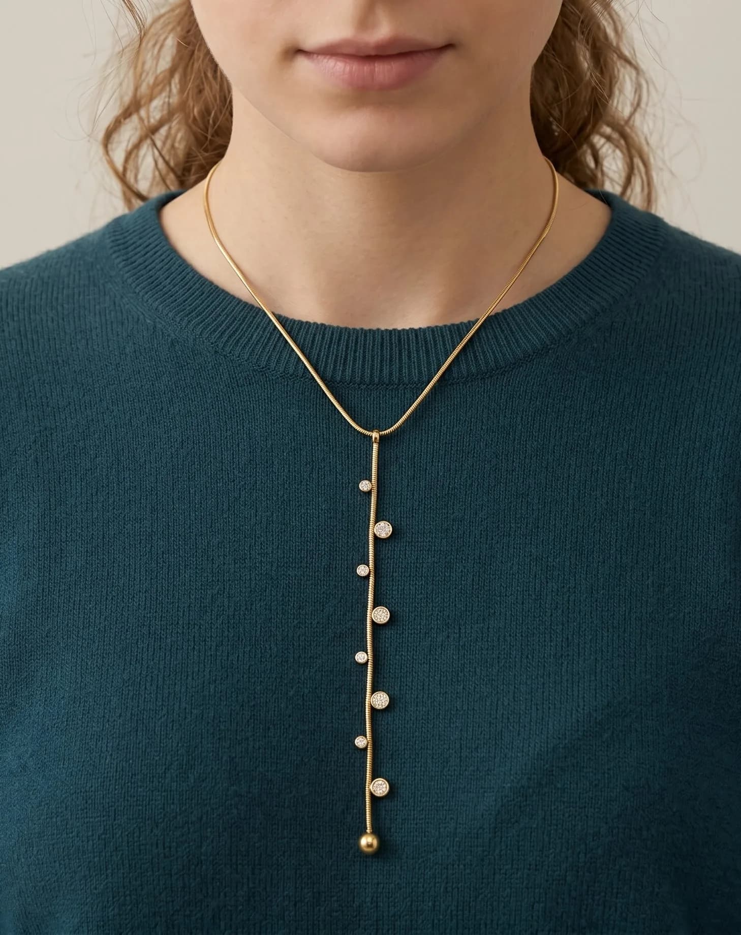 Collier Y rond strass