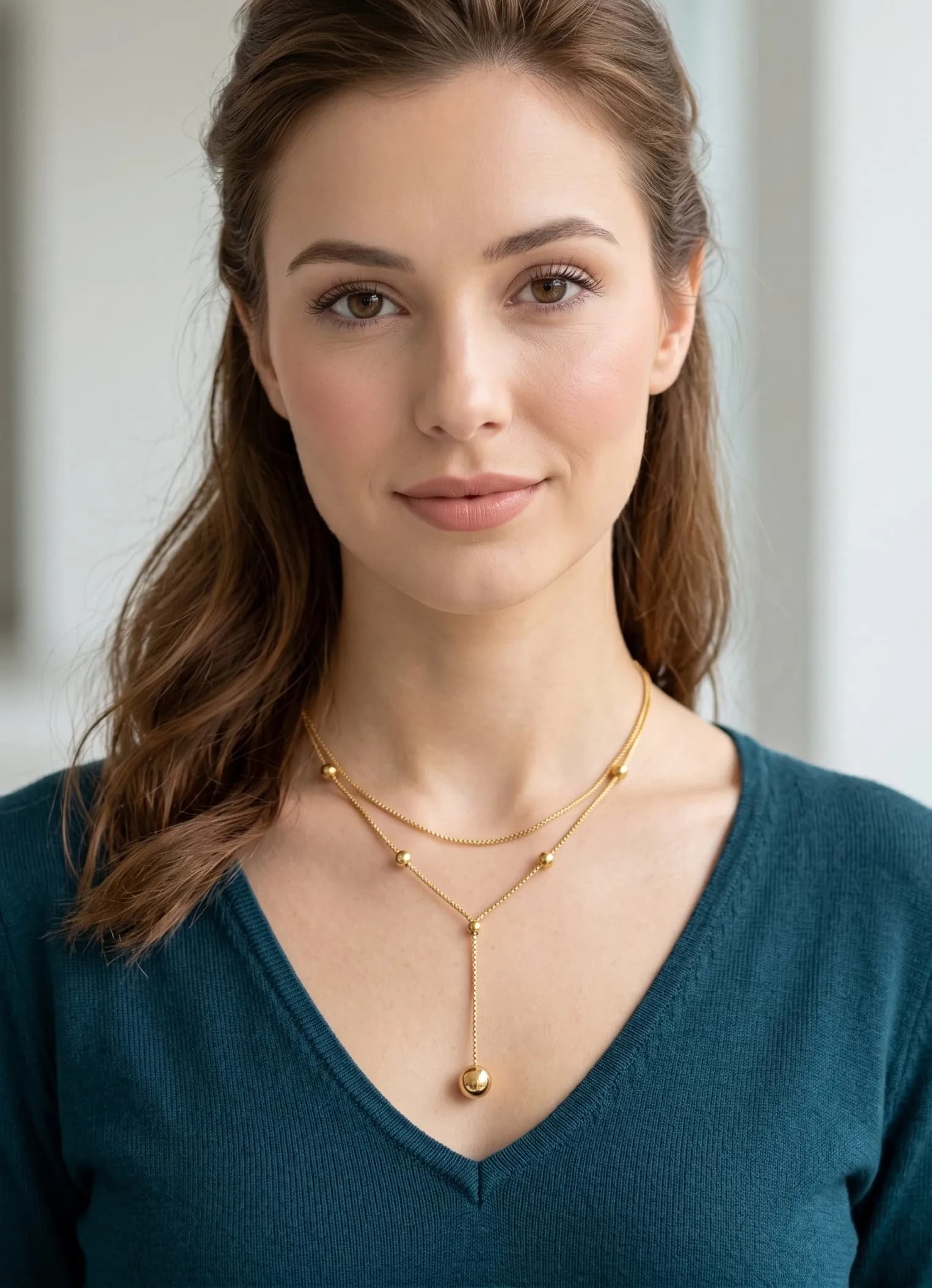 Collier Y multi rang boule