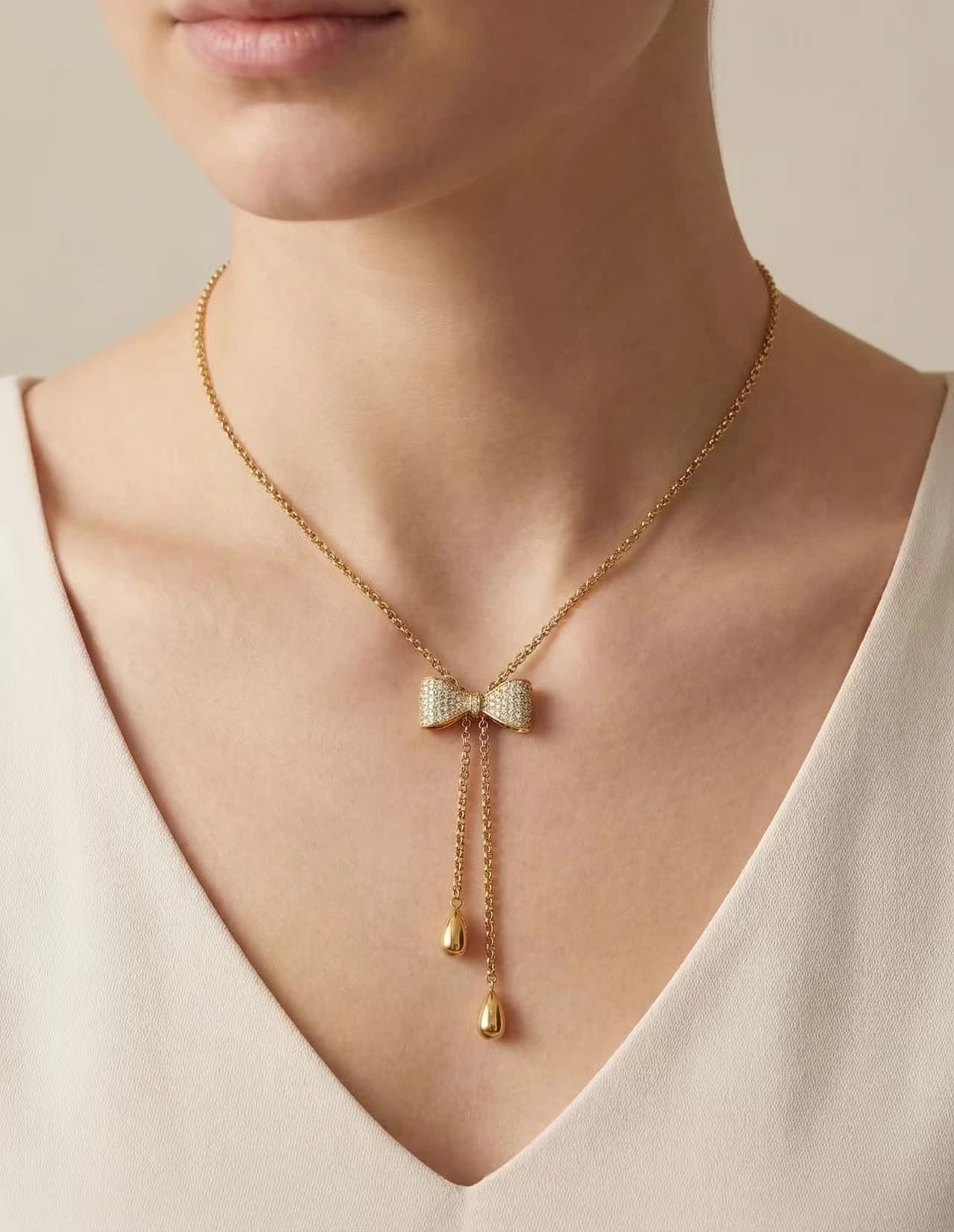 Collier noeud strass