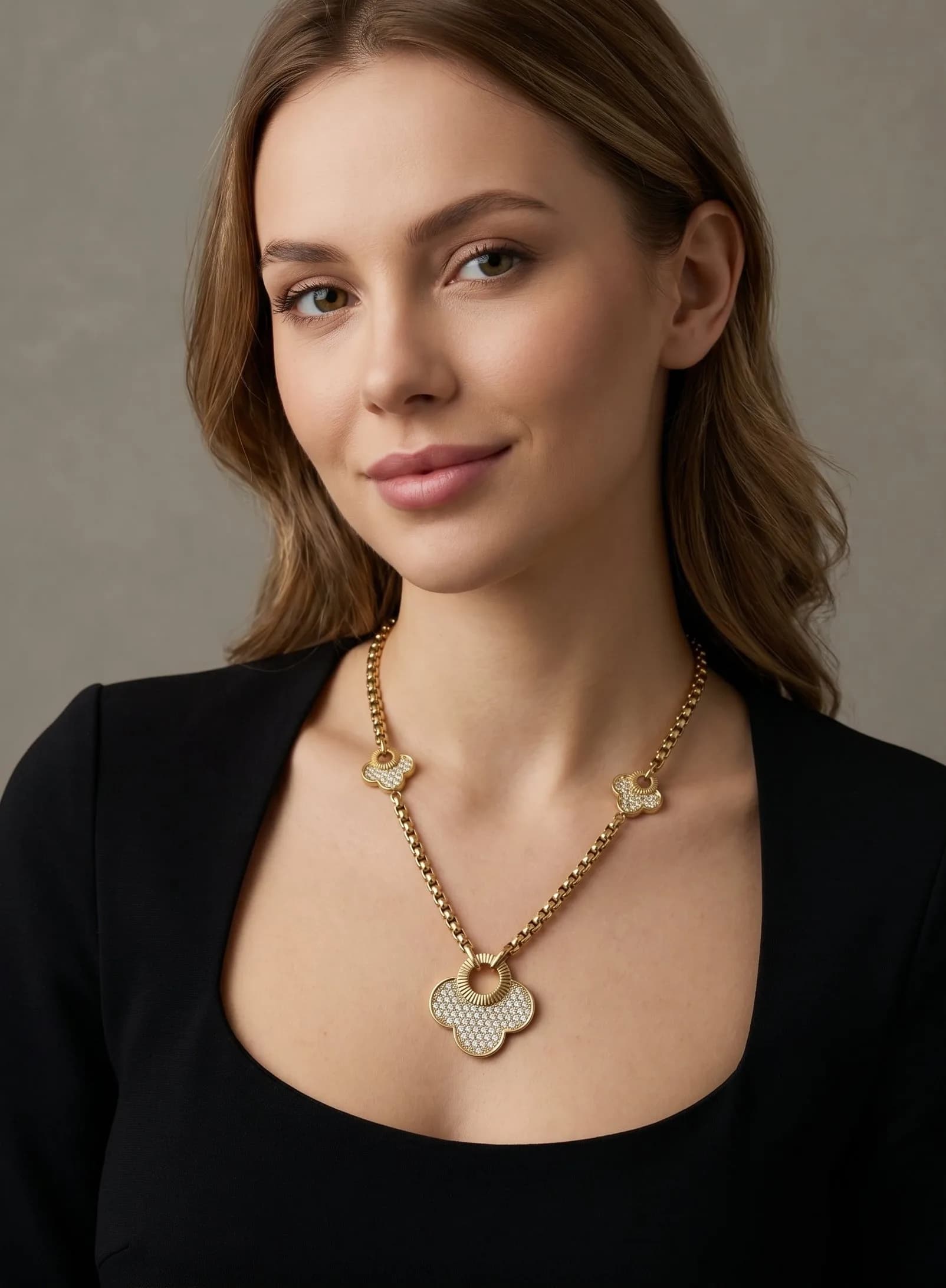 Collier trèfle strass