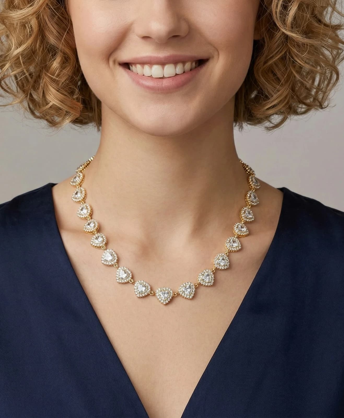 Collier chaine coeur strass