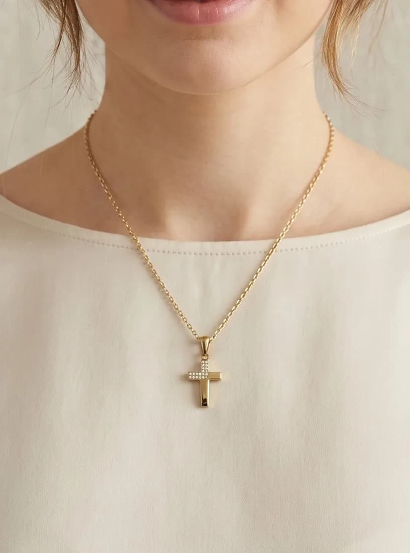 Collier croix strass
