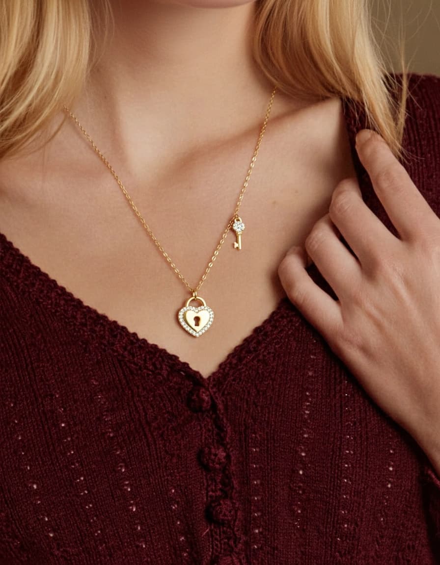 Collier coeur cadena clé
