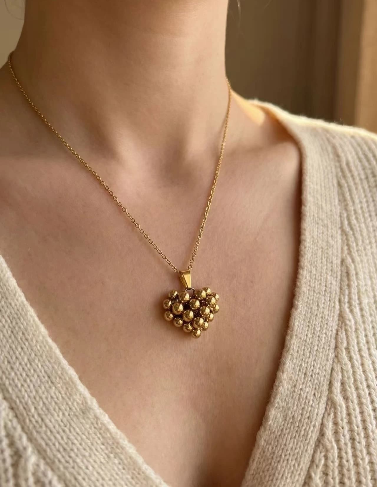 Collier coeur bombé