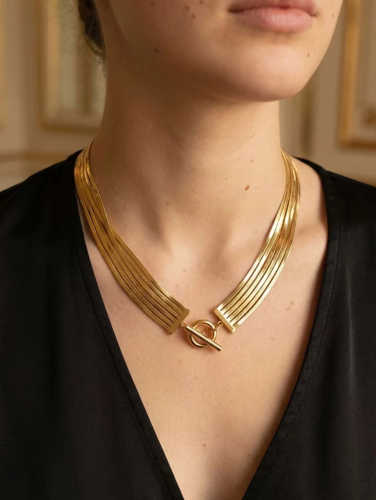 Collier multi chaine lien