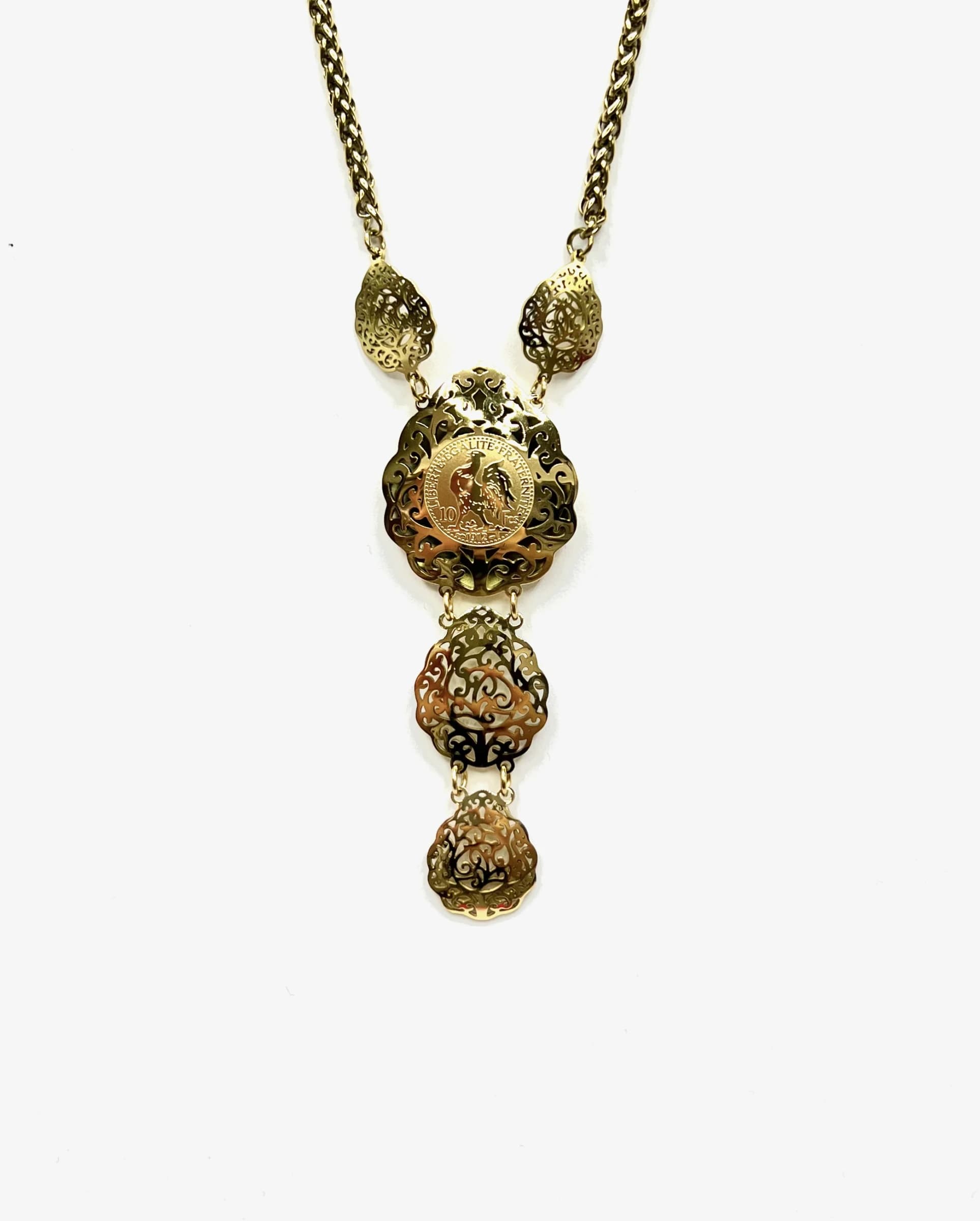 Collier coq goutte