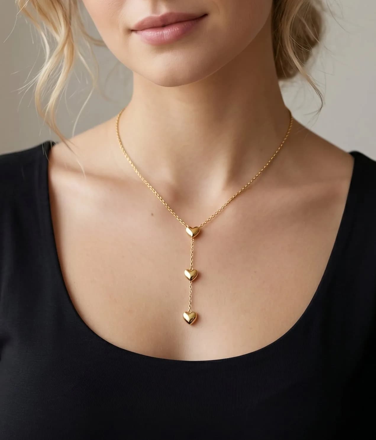 Collier Y motif coeur