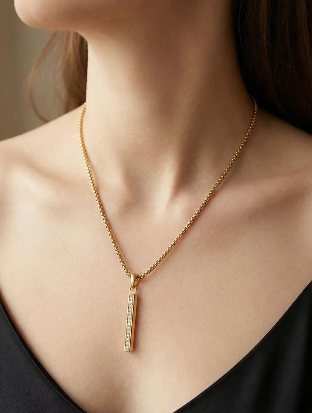 Collier barre strass